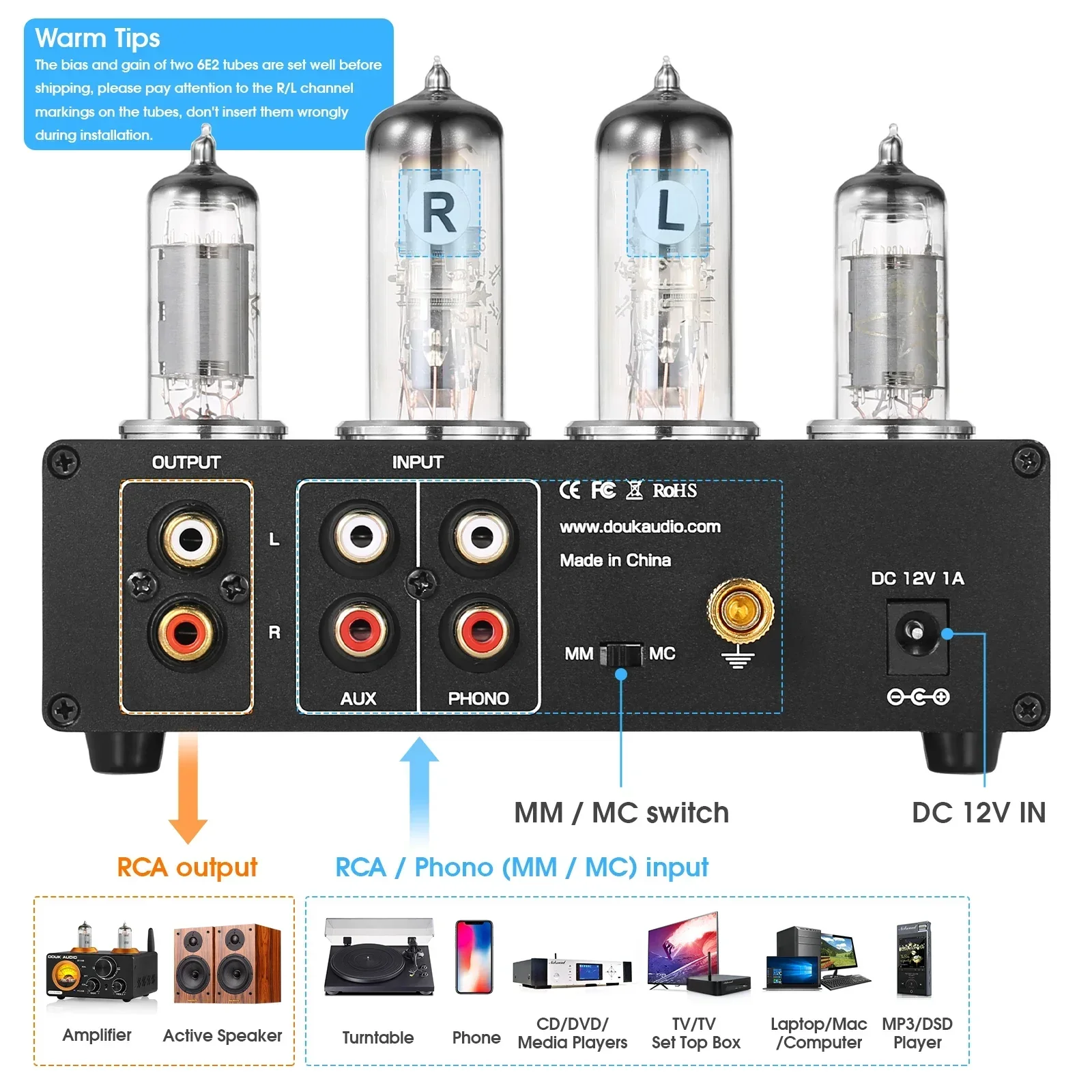 두크 오디오 미니 6E2 스테레오 오디오 진공관 프리앰 - Tube Phono Stage Mm Mc 리뷰 및 가격