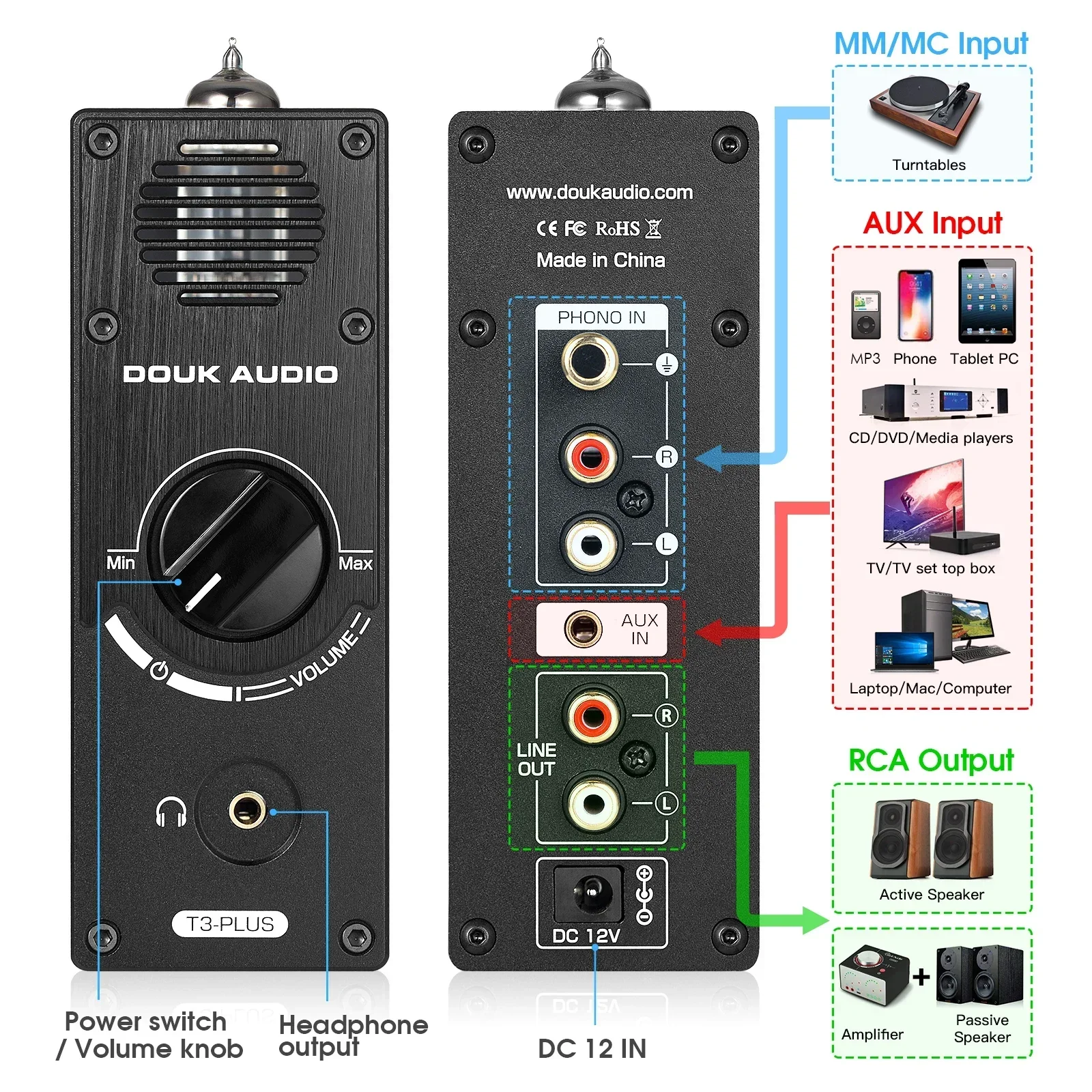 Nobsound T3 플러스 미니 진공관 프리앰프, M - Tube Phono Stage Mm Mc 리뷰 및 가격